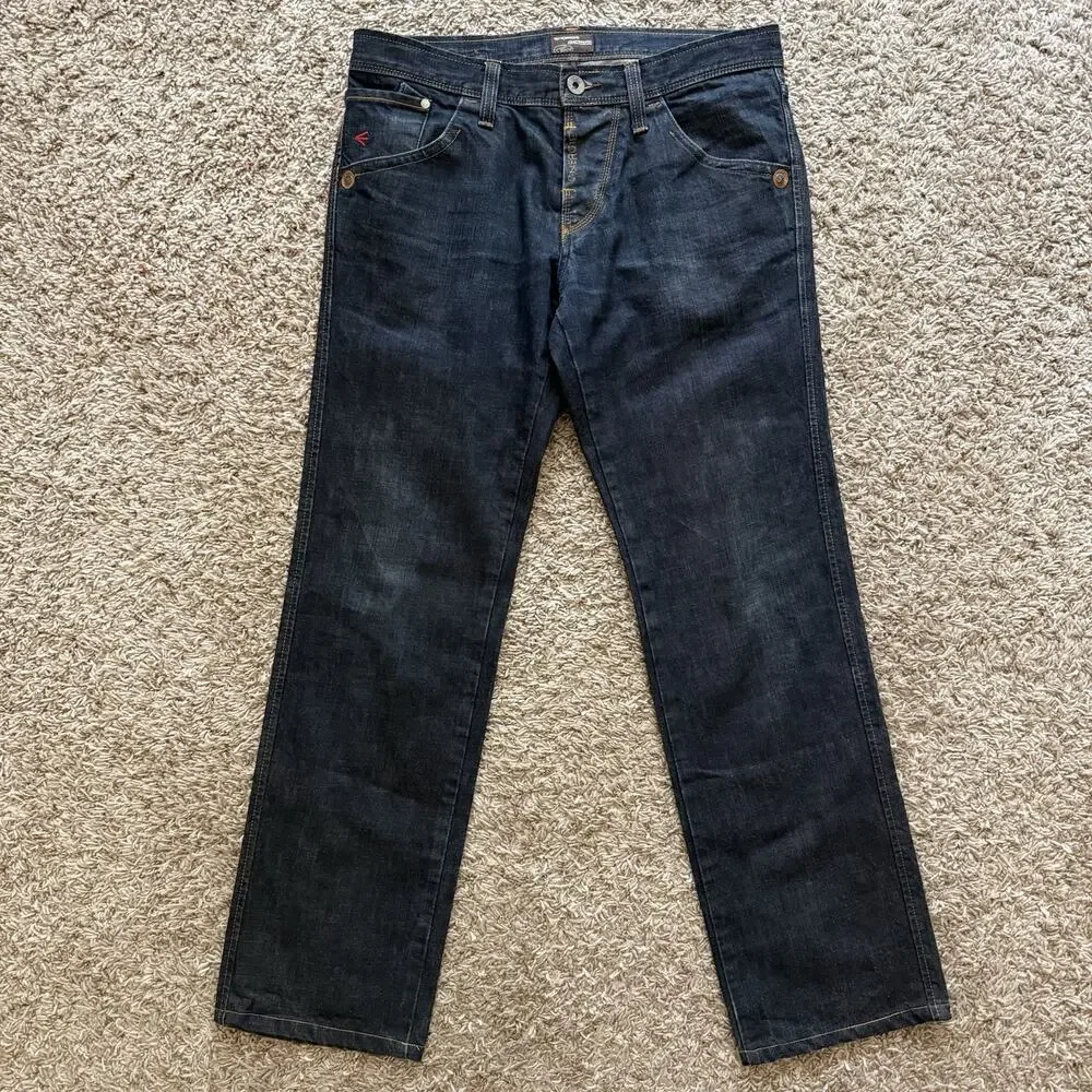 Vintage Energie Jeans Y2K Blue Denim Jeans Skull Embroidered Streetwear Size 34